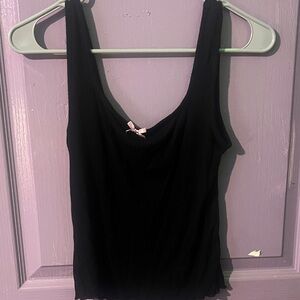 Black Tank Top with Bow Accent